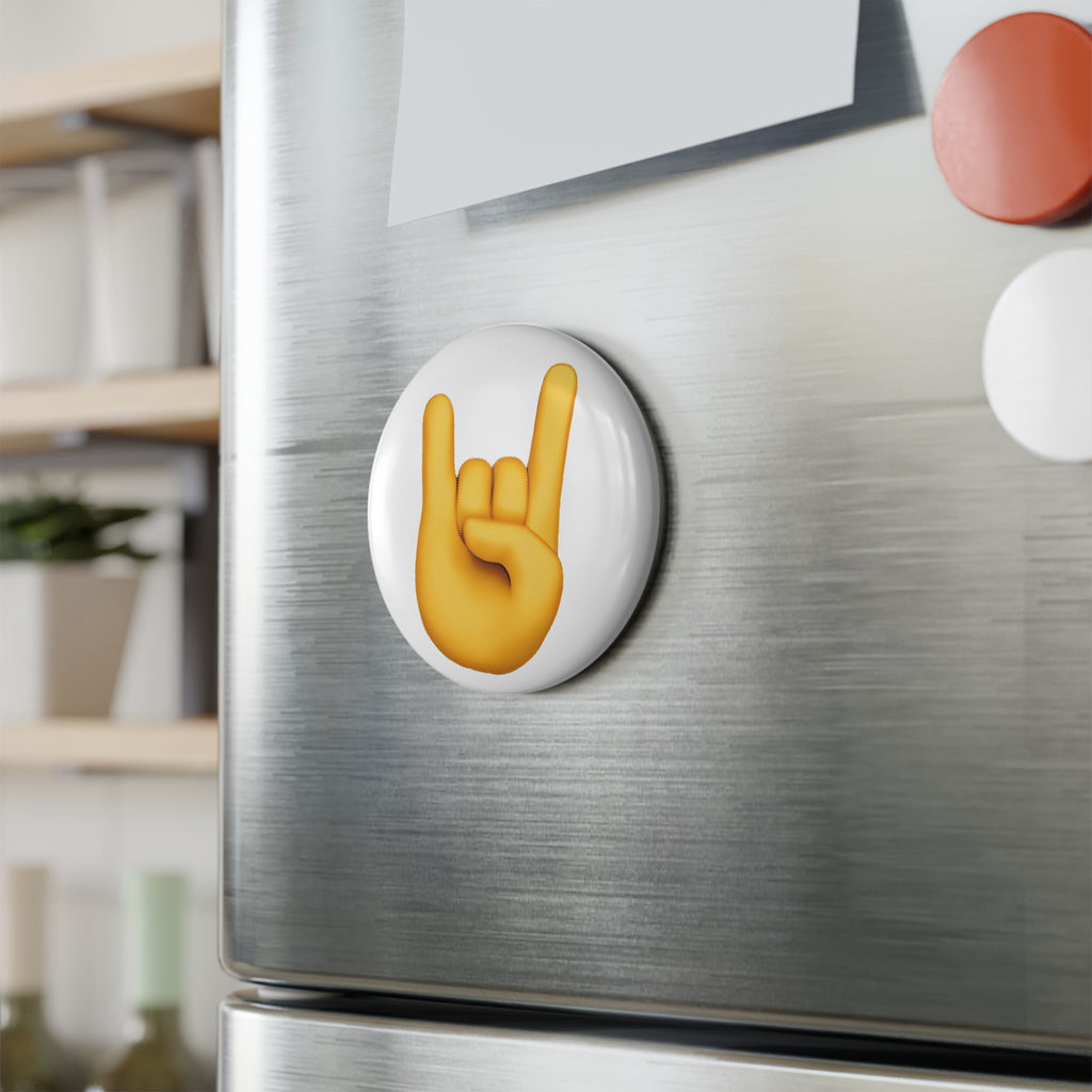 Round Magnet — Rock On Emoji