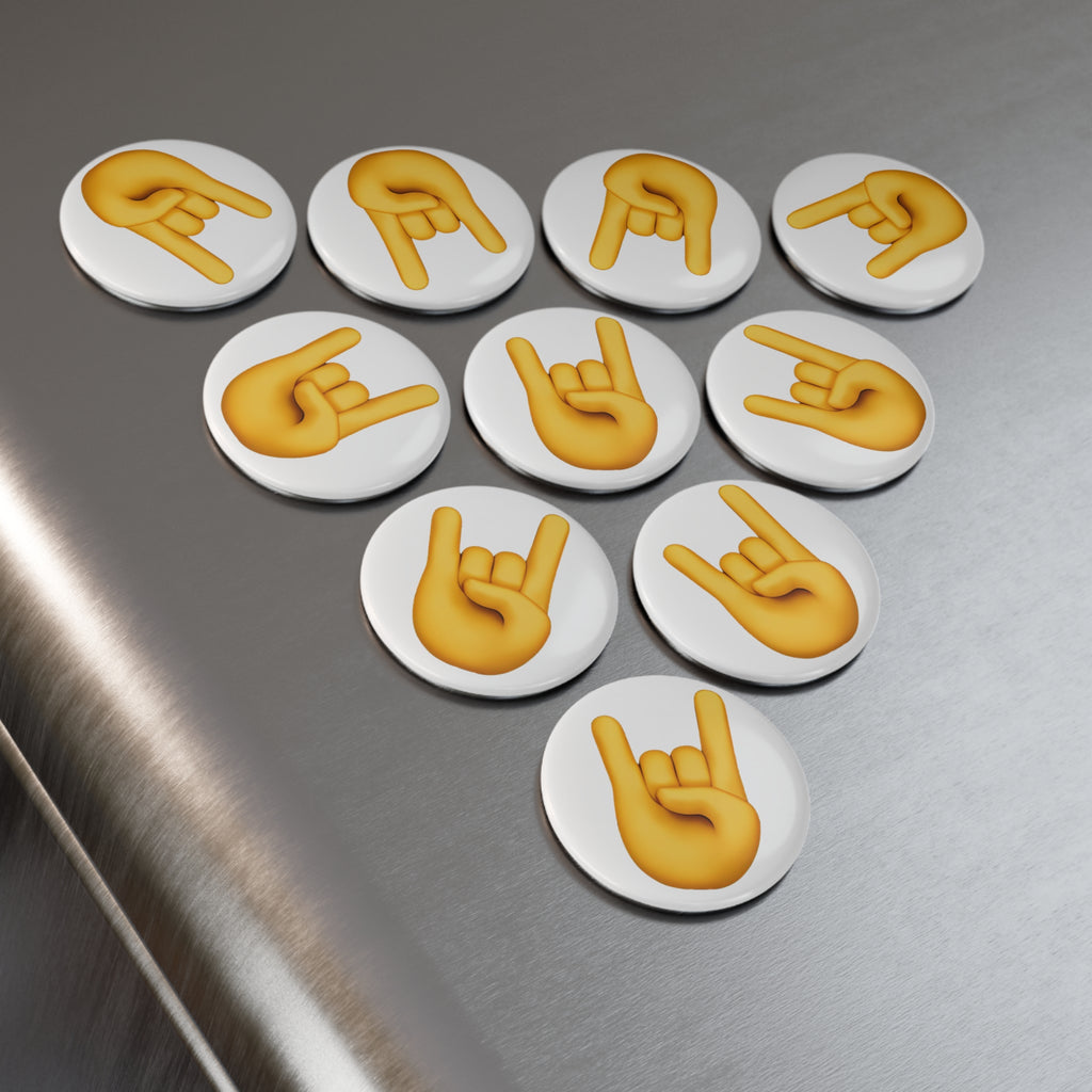 Round Magnet — Rock On Emoji