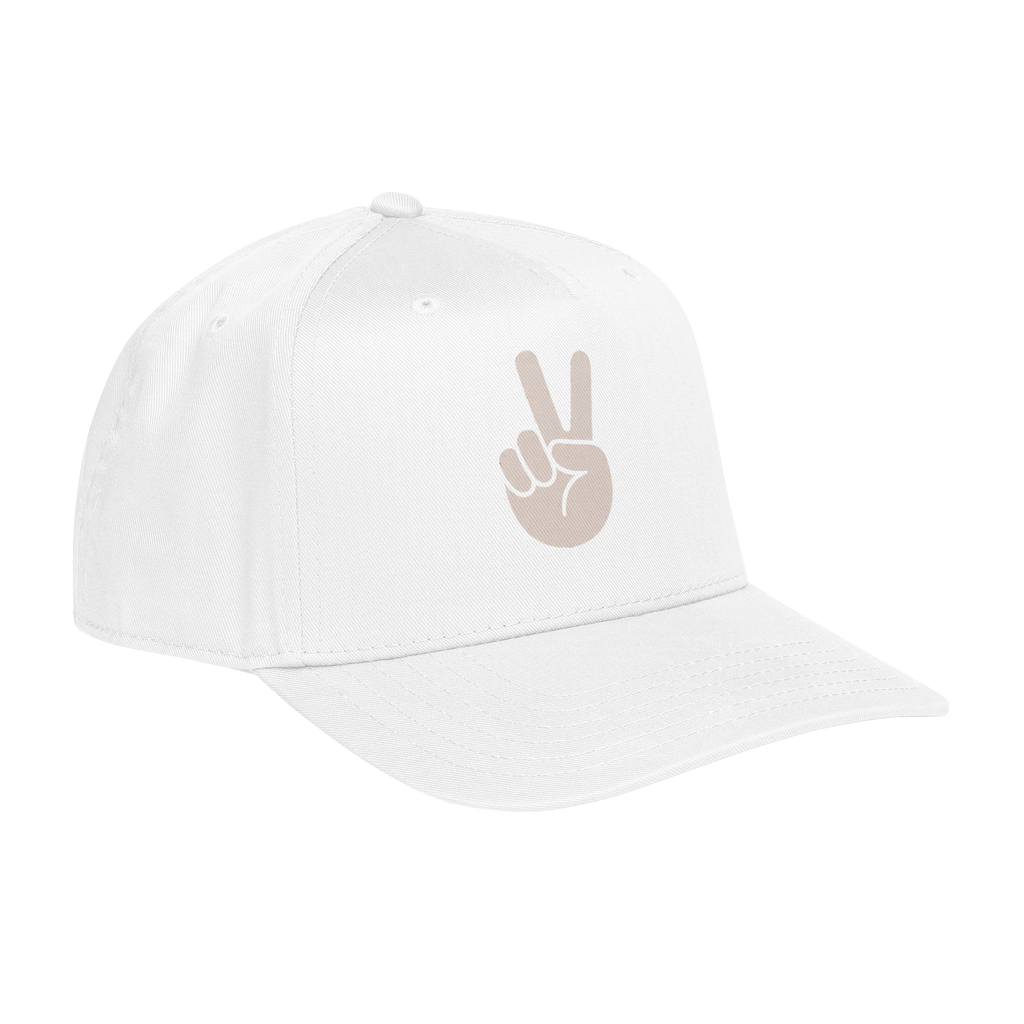 Mid Profile Baseball Cap Peace White