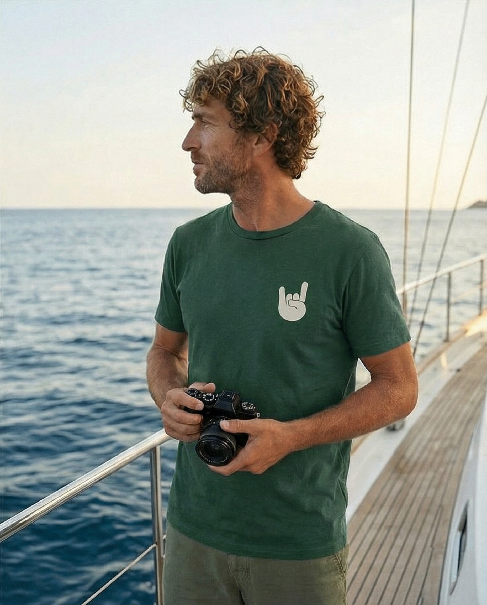 EM-JI T-SHIRT ROCK & ROLL DARK GREEN