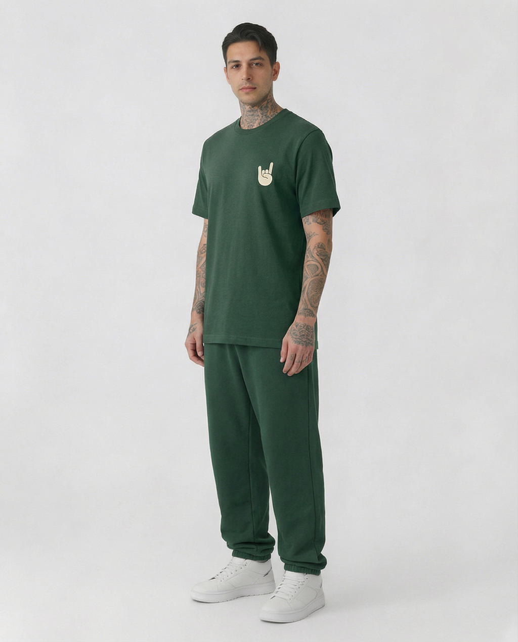 EM-JI T-SHIRT ROCK & ROLL DARK GREEN