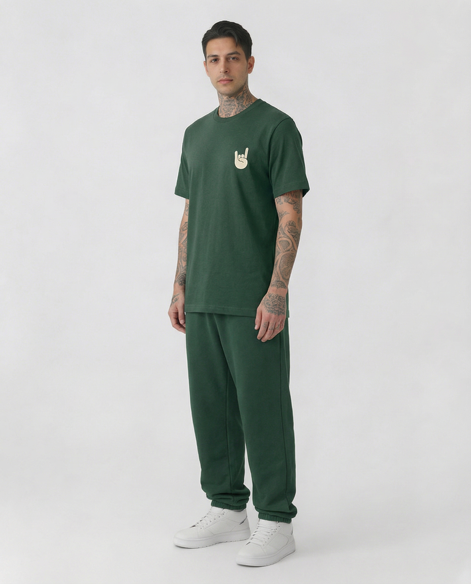 EM-JI T-SHIRT ROCK & ROLL DARK GREEN