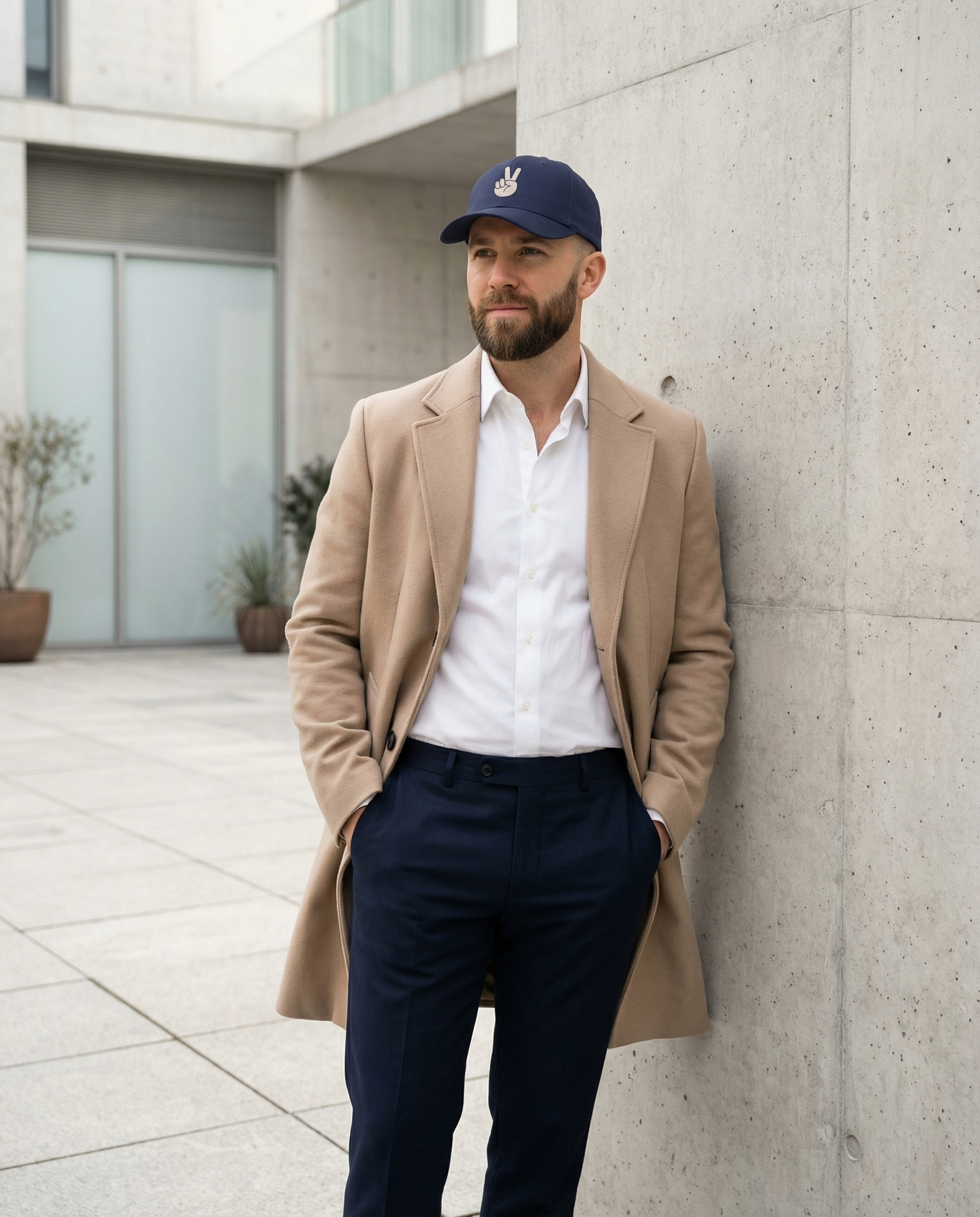 Mid Profile Baseball Cap Peace Navy