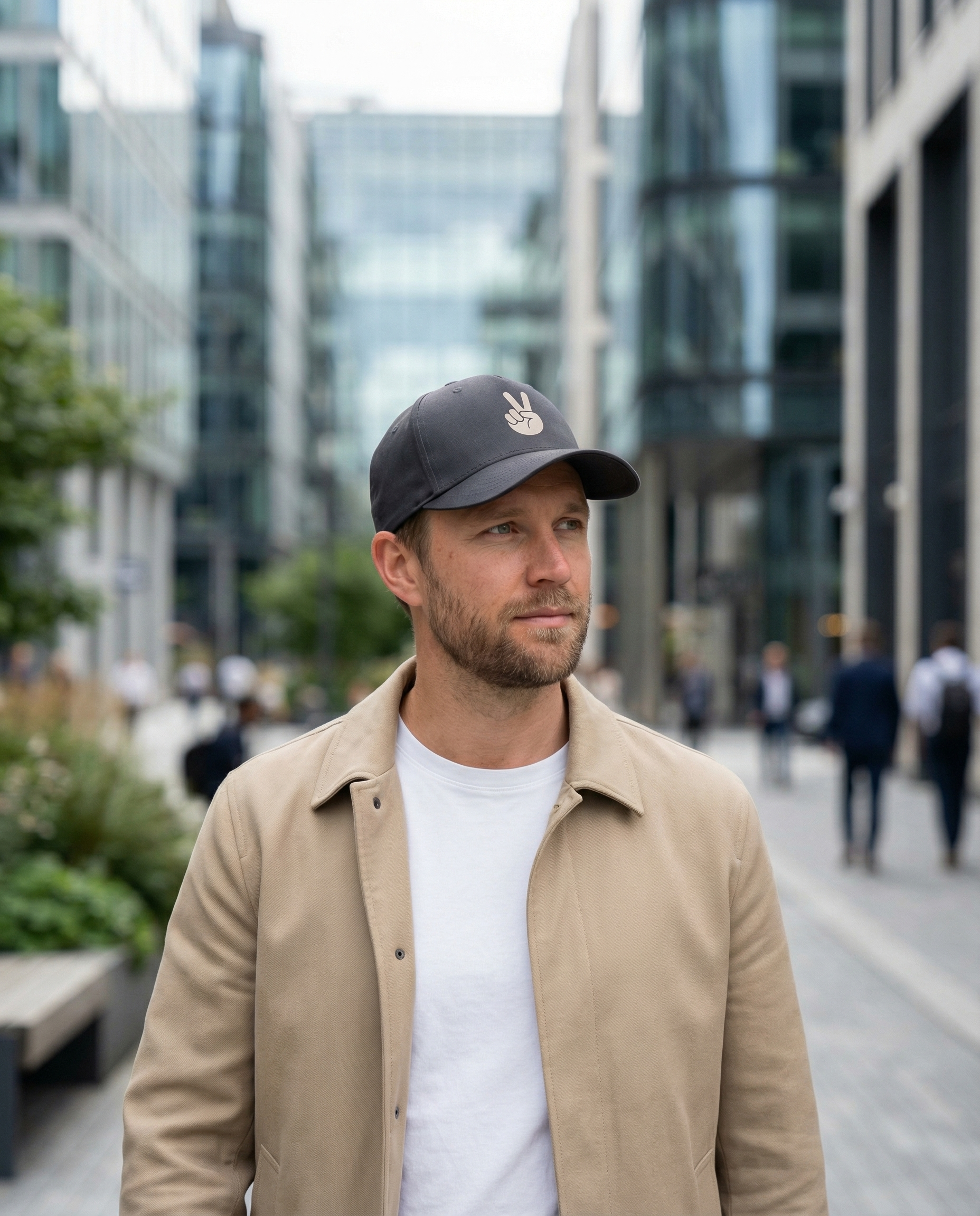 Mid Profile Baseball Cap Peace Black