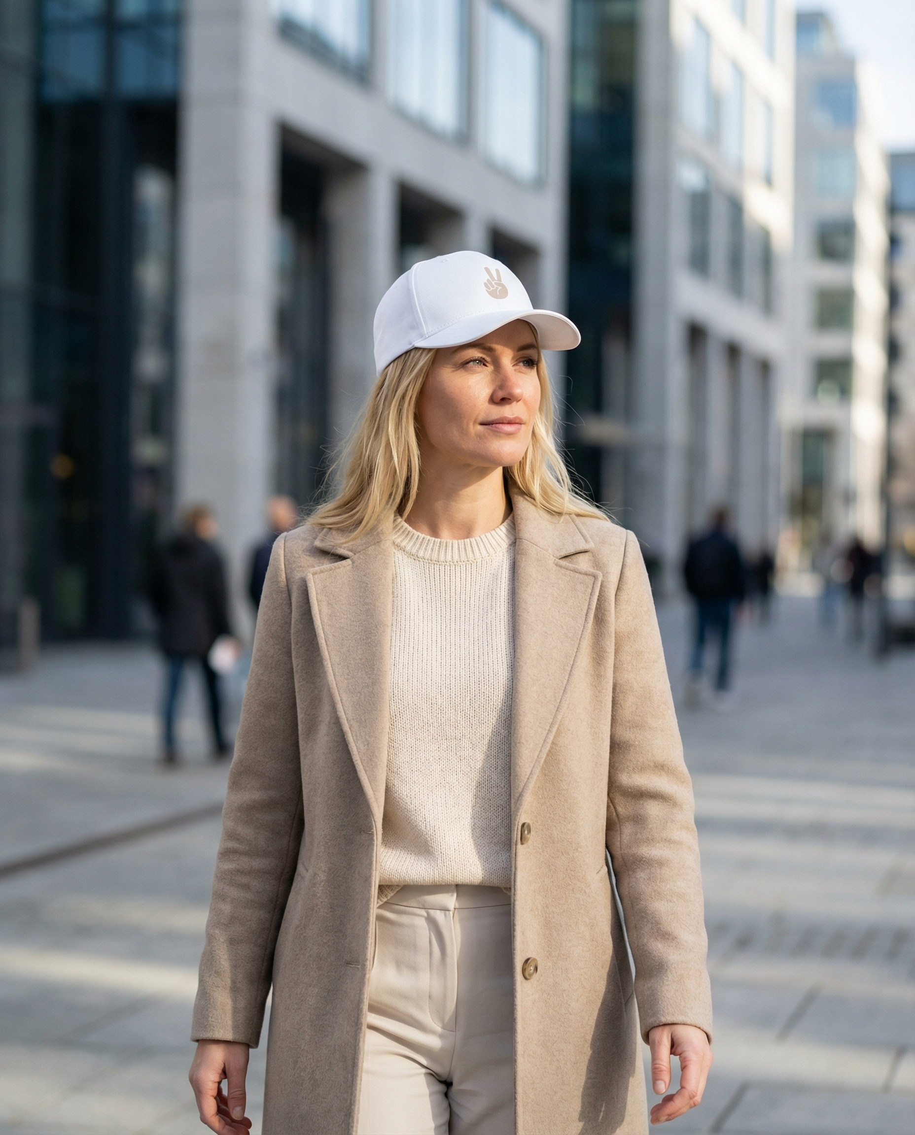 Mid Profile Baseball Cap Peace White