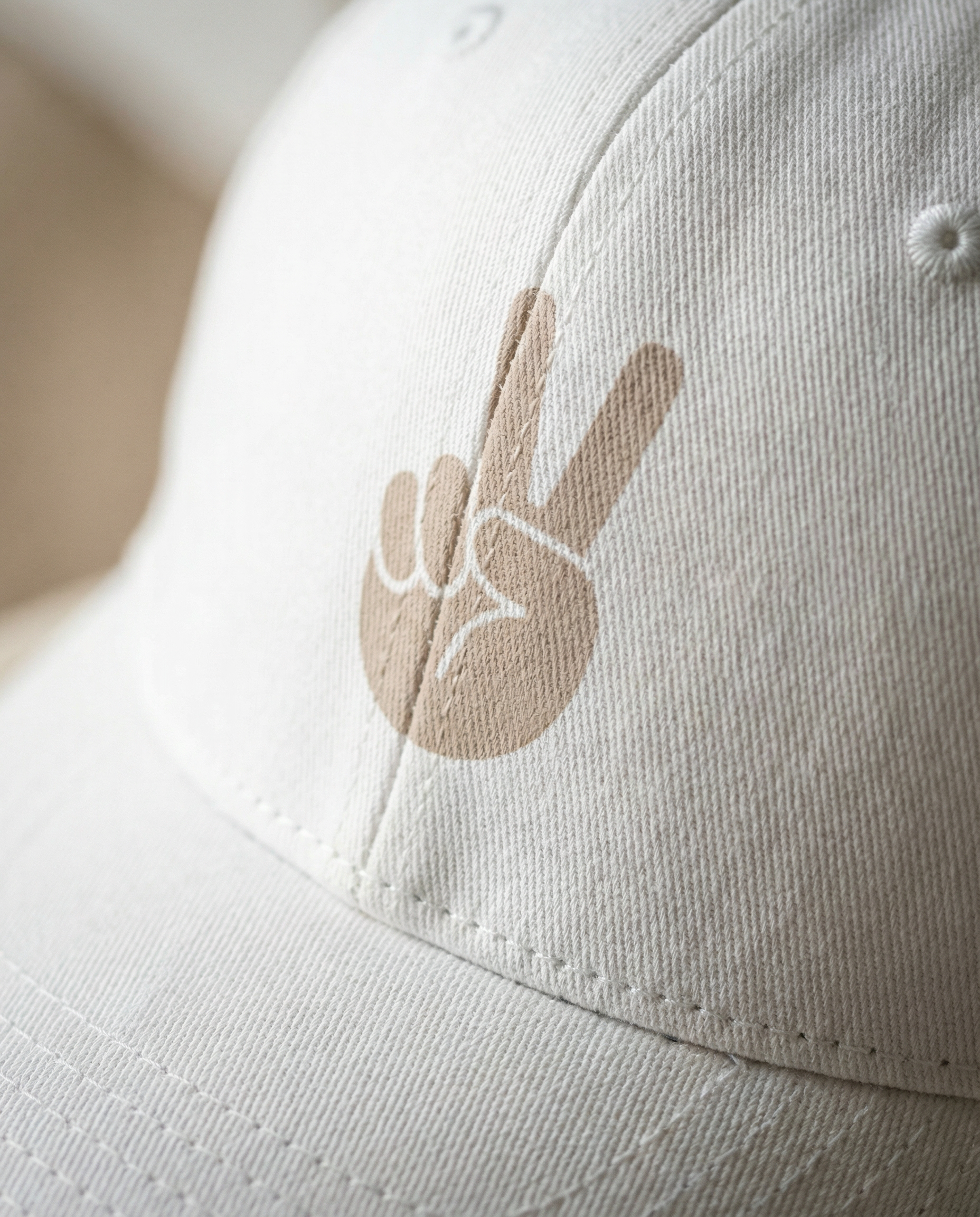 Mid Profile Baseball Cap Peace White