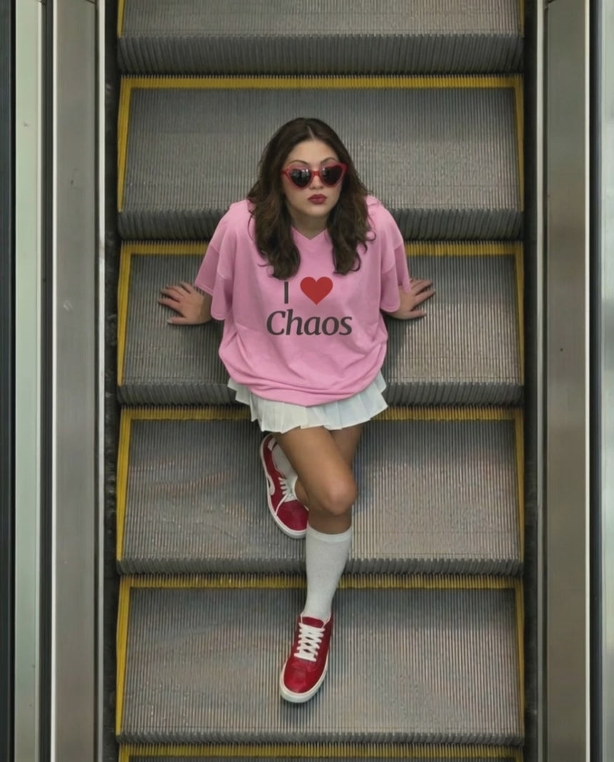 I LOVE CHAOS V-NECK TEE FOR HER